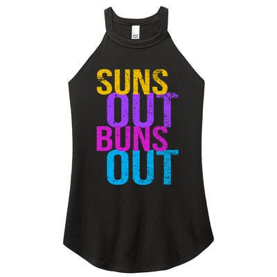 Suns Out Buns Out Print Funny Summer Product Funny Gift Women's Perfect Tri Rocker Tank