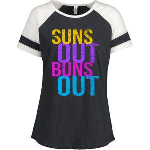 Suns Out Buns Out Print Funny Summer Product Funny Gift Enza Ladies Jersey Colorblock Tee