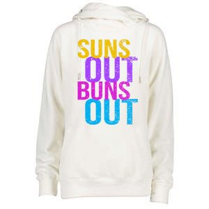 Suns Out Buns Out Print Funny Summer Product Funny Gift Womens Funnel Neck Pullover Hood