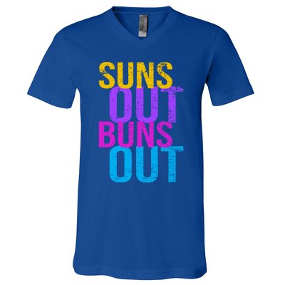 Suns Out Buns Out Print Funny Summer Product Funny Gift V-Neck T-Shirt