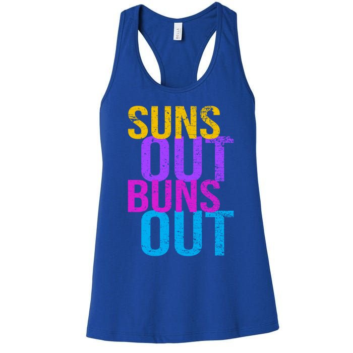 Suns Out Buns Out Print Funny Summer Product Funny Gift Women's Racerback Tank