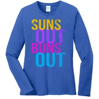 Suns Out Buns Out Print Funny Summer Product Funny Gift Ladies Long Sleeve Shirt