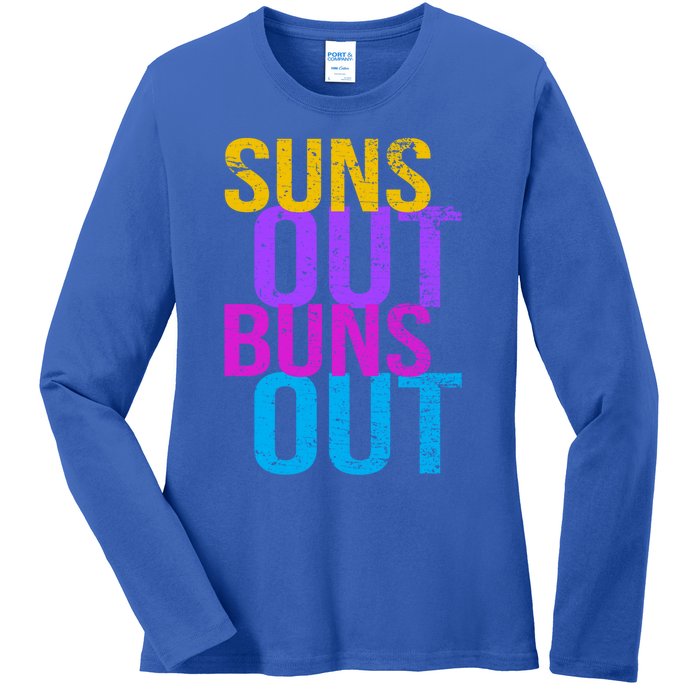 Suns Out Buns Out Print Funny Summer Product Funny Gift Ladies Long Sleeve Shirt