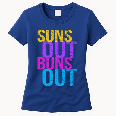 Suns Out Buns Out Print Funny Summer Product Funny Gift Womens T-Shirt