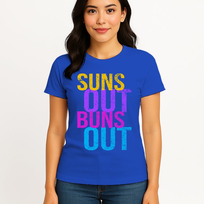Suns Out Buns Out Print Funny Summer Product Funny Gift Womens T-Shirt