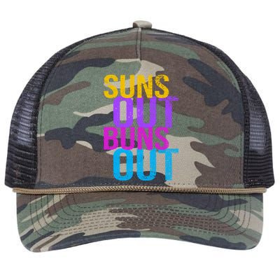 Suns Out Buns Out Print Funny Summer Product Funny Gift Retro Rope Trucker Hat Cap