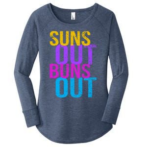 Suns Out Buns Out Print Funny Summer Product Funny Gift Women's Perfect Tri Tunic Long Sleeve Shirt