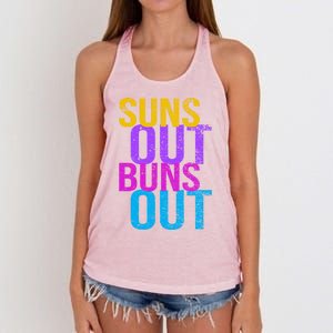 Suns Out Buns Out Print Funny Summer Product Funny Gift Women's Knotted Racerback Tank