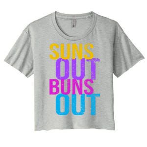 Suns Out Buns Out Print Funny Summer Product Funny Gift Women's Crop Top Tee