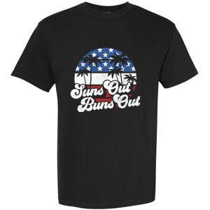 Suns Out Buns Out Retro Usa 4th Of July American Flag Beach Cute Gift Garment-Dyed Heavyweight T-Shirt