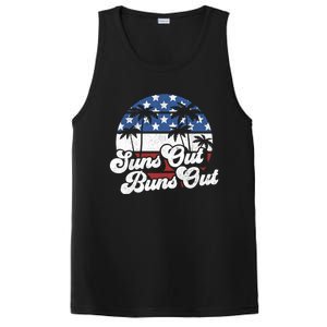 Suns Out Buns Out Retro Usa 4th Of July American Flag Beach Cute Gift PosiCharge Competitor Tank