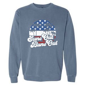 Suns Out Buns Out Retro Usa 4th Of July American Flag Beach Cute Gift Garment-Dyed Sweatshirt