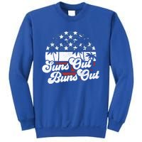 Suns Out Buns Out Retro Usa 4th Of July American Flag Beach Cute Gift Sweatshirt