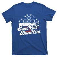 Suns Out Buns Out Retro Usa 4th Of July American Flag Beach Cute Gift T-Shirt