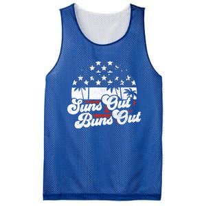 Suns Out Buns Out Retro Usa 4th Of July American Flag Beach Cute Gift Mesh Reversible Basketball Jersey Tank