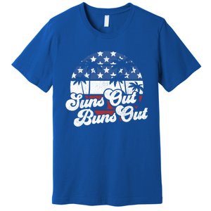 Suns Out Buns Out Retro Usa 4th Of July American Flag Beach Cute Gift Premium T-Shirt