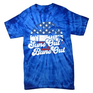 Suns Out Buns Out Retro Usa 4th Of July American Flag Beach Cute Gift Tie-Dye T-Shirt