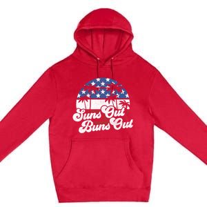 Suns Out Buns Out Retro Usa 4th Of July American Flag Beach Cute Gift Premium Pullover Hoodie