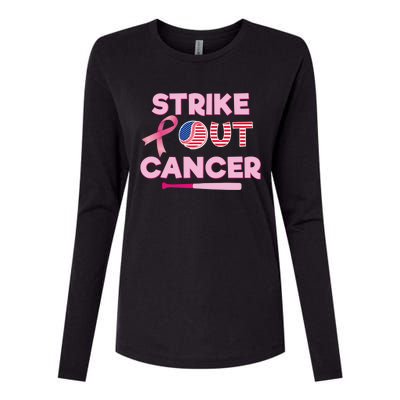 Strike Out Breast Cancer Gift Pink Ribbon Cancer Warrior Gift Womens Cotton Relaxed Long Sleeve T-Shirt