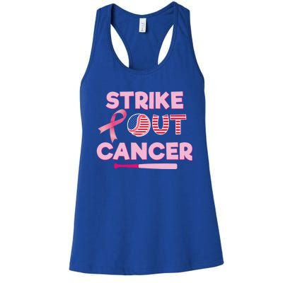 Strike Out Breast Cancer Gift Pink Ribbon Cancer Warrior Gift Women's Racerback Tank