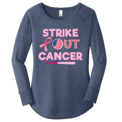 Strike Out Breast Cancer Gift Pink Ribbon Cancer Warrior Gift Women's Perfect Tri Tunic Long Sleeve Shirt