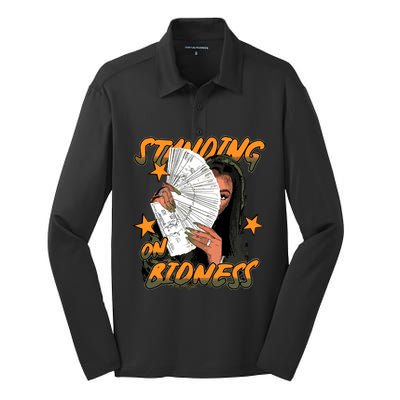 Standin On Bidness Silk Touch Performance Long Sleeve Polo