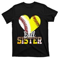 Sister of Both Baseball Softball Siblings Family Matching T-Shirt