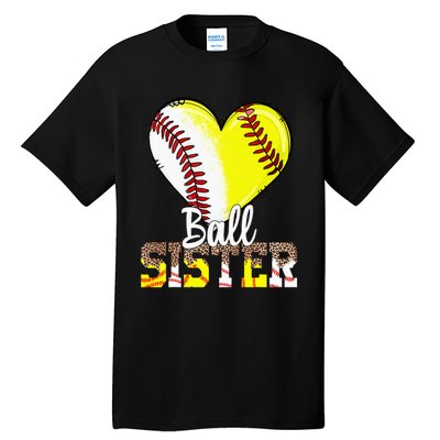 Sister of Both Baseball Softball Siblings Family Matching Tall T-Shirt