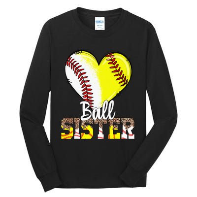 Sister of Both Baseball Softball Siblings Family Matching Tall Long Sleeve T-Shirt