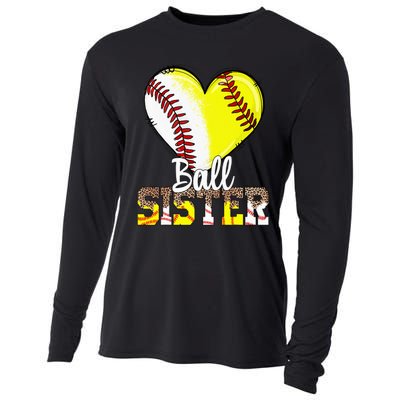 Sister of Both Baseball Softball Siblings Family Matching Cooling Performance Long Sleeve Crew