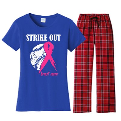 Strike Out Breast Cancer Awareness Baseball Fighters Women's Flannel Pajama Set