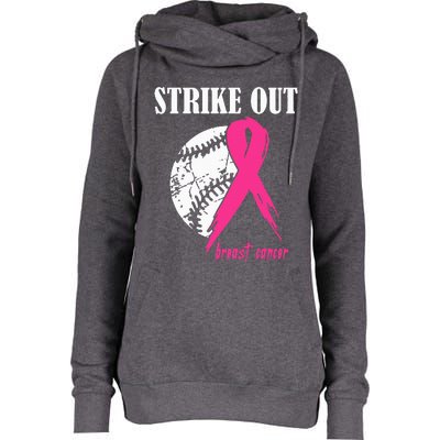 Strike Out Breast Cancer Awareness Baseball Fighters Womens Funnel Neck Pullover Hood