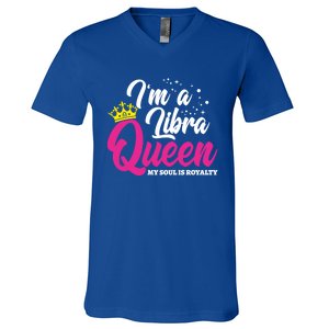 September October Birthday Astrology Libra Queen Funny Gift V-Neck T-Shirt