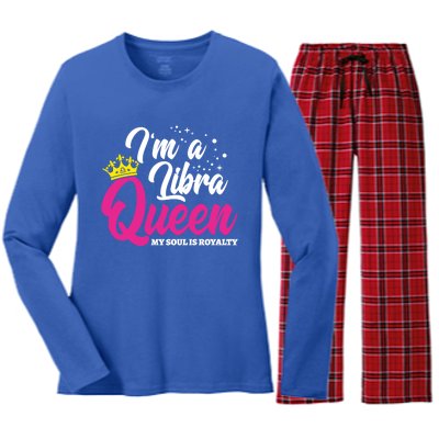 September October Birthday Astrology Libra Queen Funny Gift Women's Long Sleeve Flannel Pajama Set 