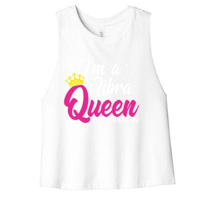 September October Birthday Astrology Libra Queen Funny Gift Women's Racerback Cropped Tank