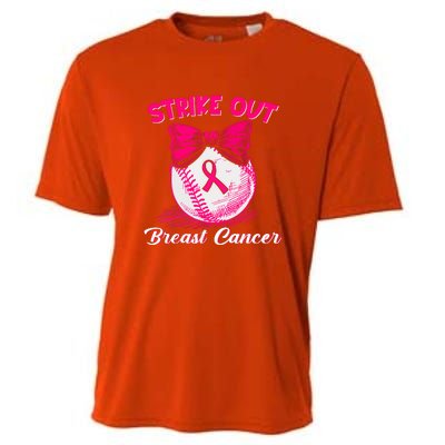 Strike Out Breast Cancer Awareness Ribbon Baseball Fighters Gift Cooling Performance Crew T-Shirt