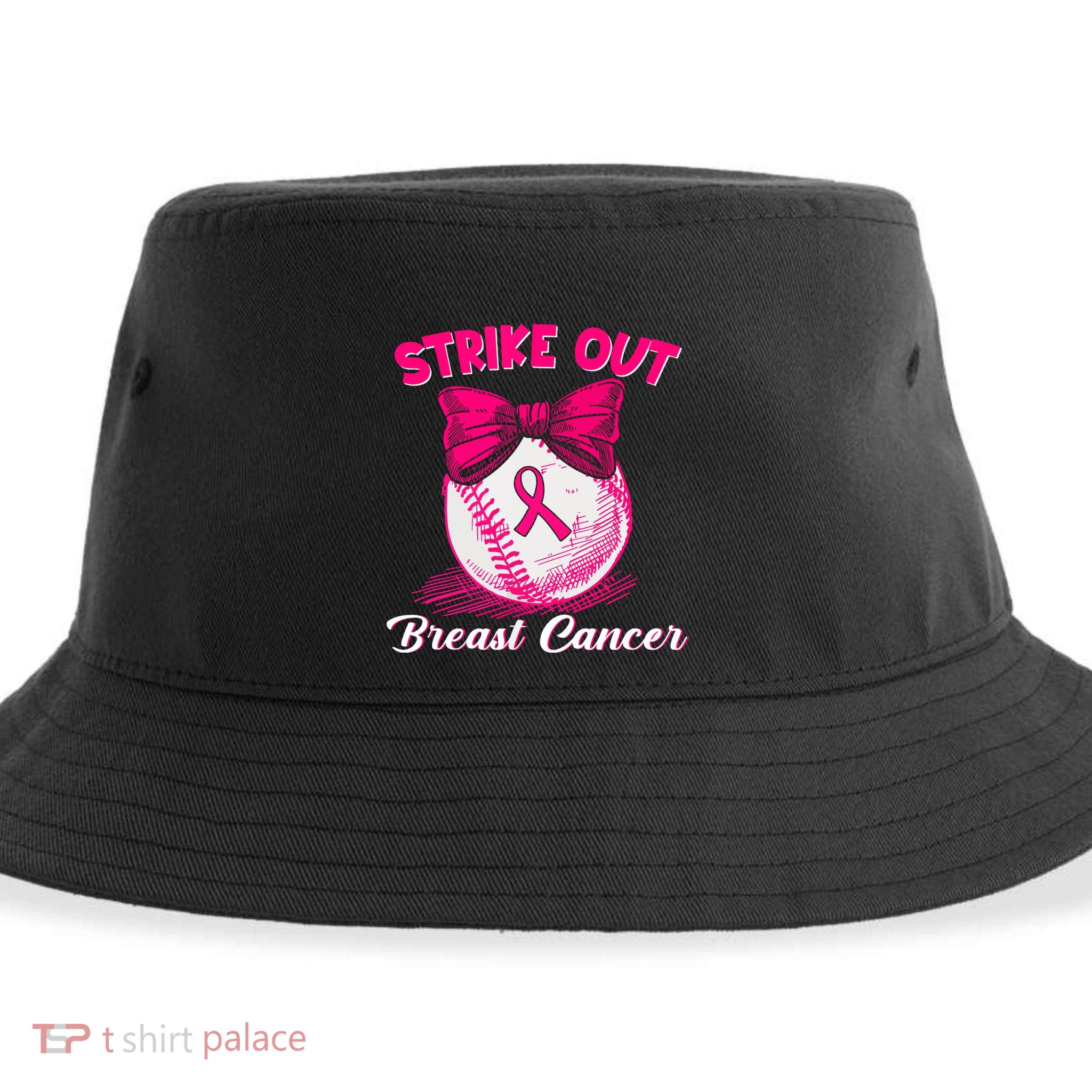Strike Out Breast Cancer Awareness Ribbon Baseball Fighters Gift Sustainable Bucket Hat