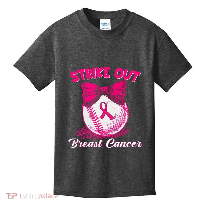 Strike Out Breast Cancer Awareness Ribbon Baseball Fighters Gift Kids T-Shirt