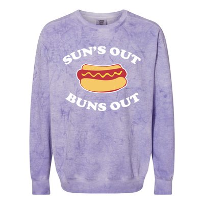 Suns Out Buns Out Funny Summer Hotdog Cookout Bbq Gift Colorblast Crewneck Sweatshirt