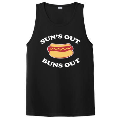 Suns Out Buns Out Funny Summer Hotdog Cookout Bbq Gift PosiCharge Competitor Tank