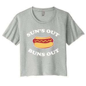 Suns Out Buns Out Funny Summer Hotdog Cookout Bbq Gift Women's Crop Top Tee