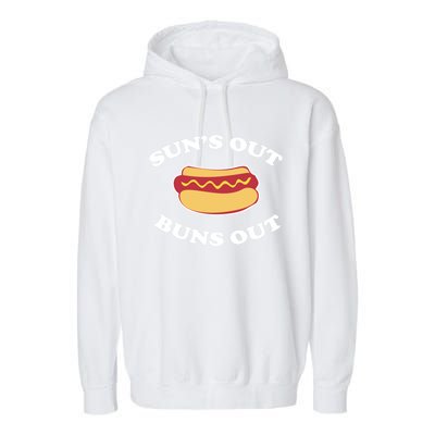 Suns Out Buns Out Funny Summer Hotdog Cookout Bbq Gift Garment-Dyed Fleece Hoodie