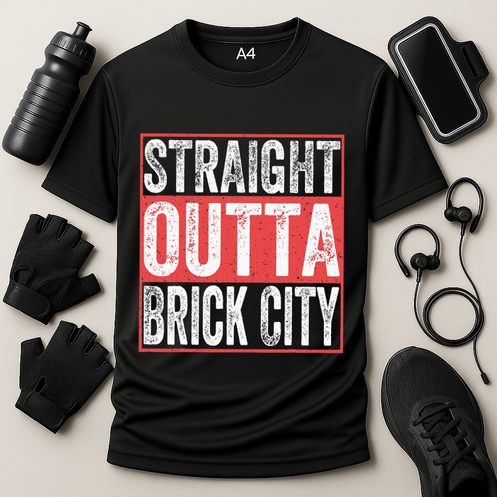 Straight Outta Brick City Newark City New Jersey Cooling Performance Crew T-Shirt