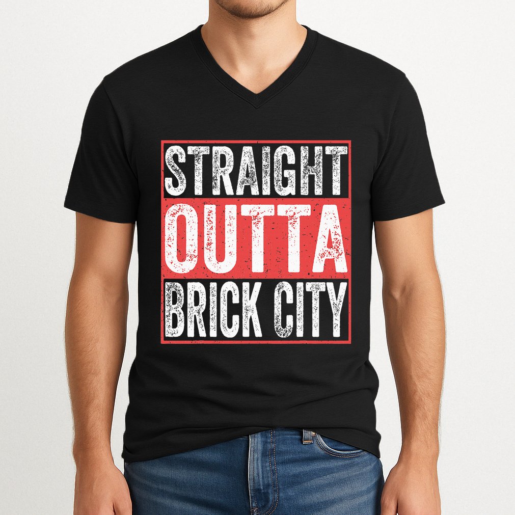 Straight Outta Brick City Newark City New Jersey V-Neck T-Shirt