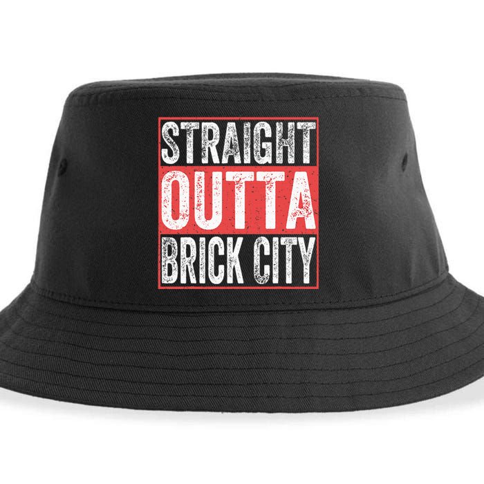 Straight Outta Brick City Newark City New Jersey Sustainable Bucket Hat