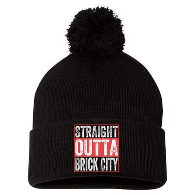 Straight Outta Brick City Newark City New Jersey Pom Pom 12in Knit Beanie