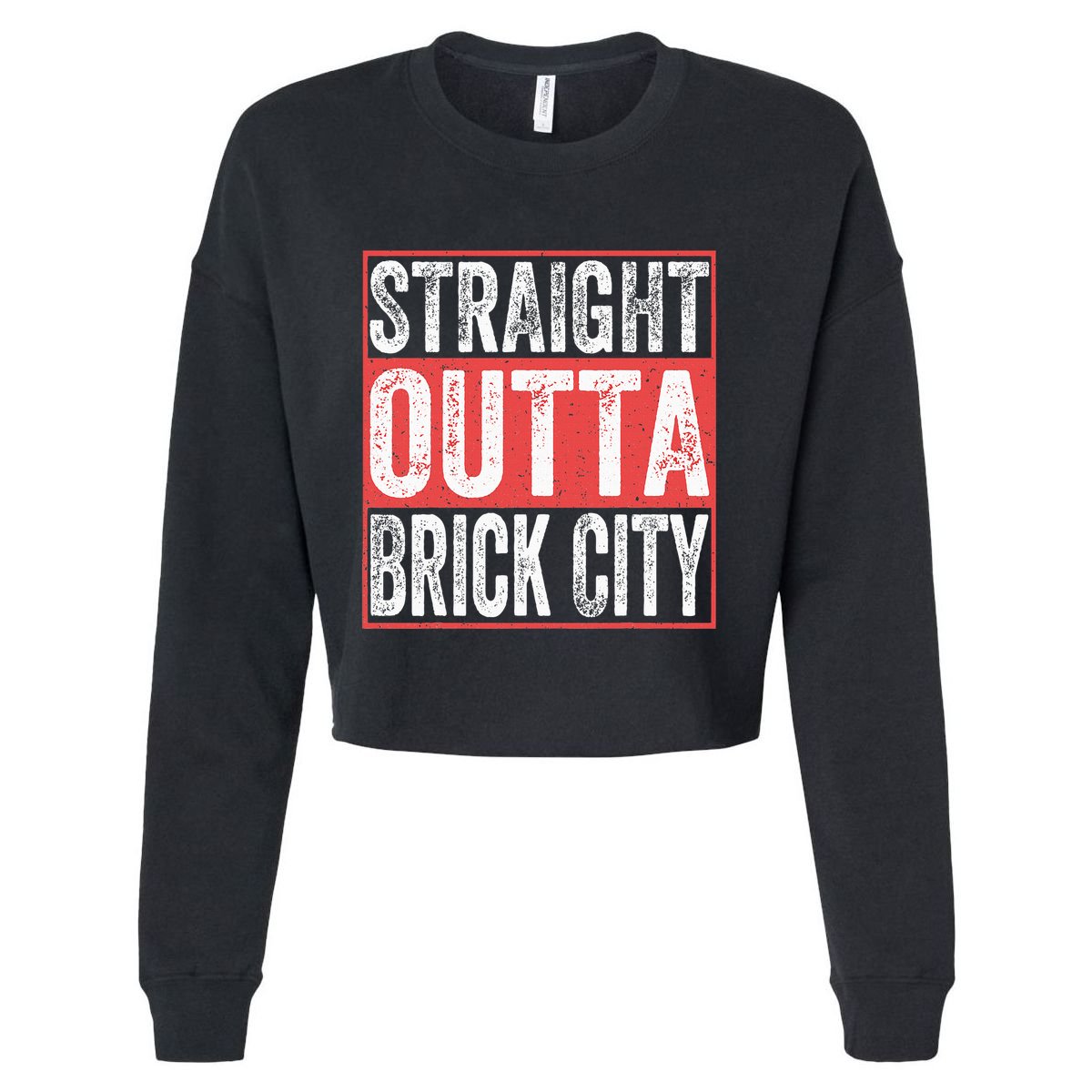 Straight Outta Brick City Newark City New Jersey Cropped Pullover Crew