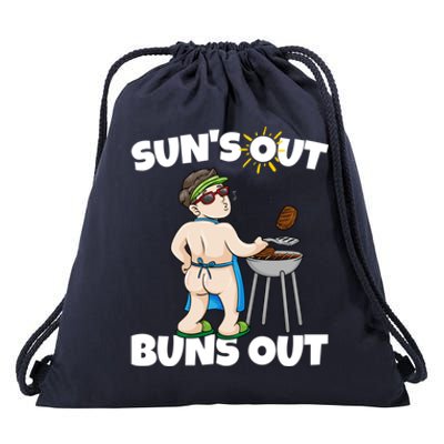 Suns Out Buns Out Funny Bbq Barbecue Grilling Gift Drawstring Bag