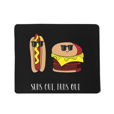 Suns Out Buns Out Hot Dog And Hamburger Mousepad