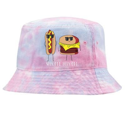 Suns Out Buns Out Hot Dog And Hamburger Tie-Dyed Bucket Hat